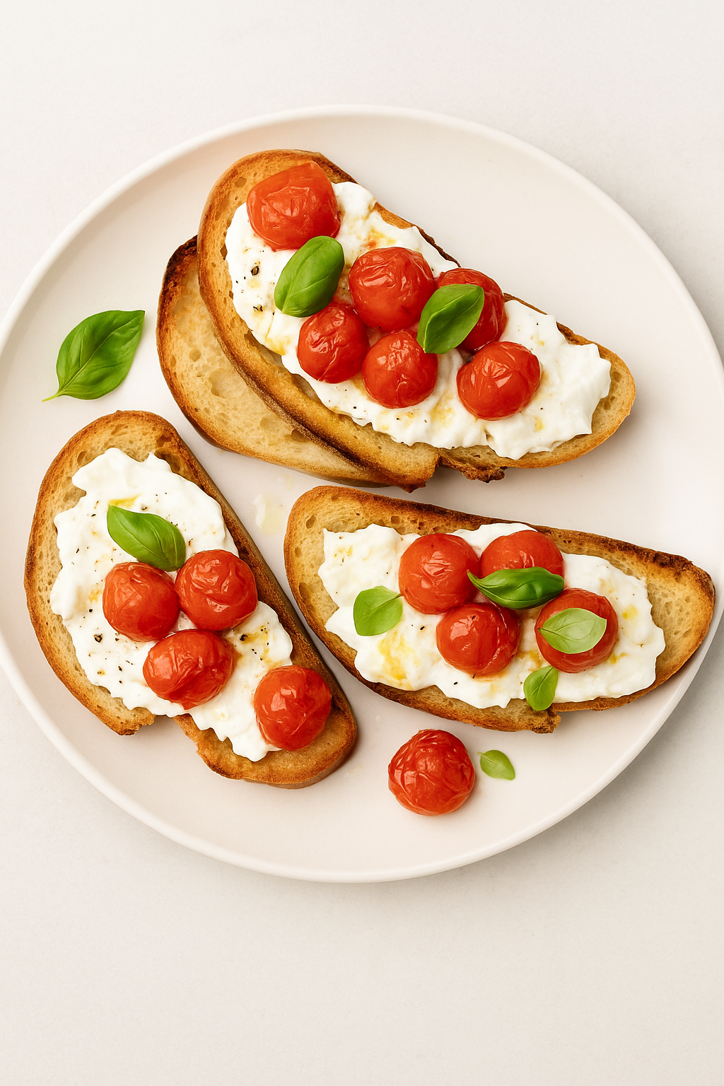 Roasted Tomato and Burrata Toasts