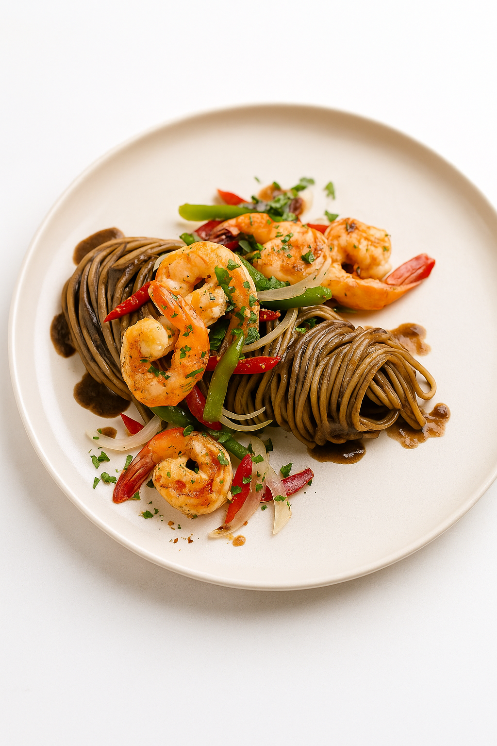 Spaghetti with Djondjons and Shrimp — A Haitian-Inspired Gourmet Pasta
